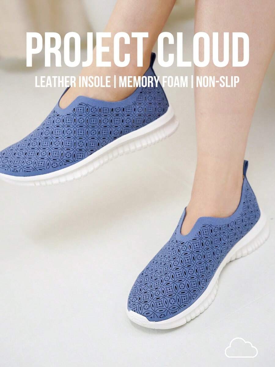Orchid Leather Sneakers By Project Cloud - Lightweight, Arch Support. - Blue - View 1