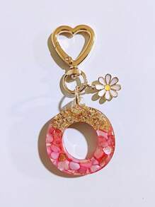 1pc Women's Beige Resin Letter Heart Shape Tassel Casual Cute Style Keychain, Creative Accessory Pendant Gift For Friends Car Accessories Bag Charm Backpack For School Goth Y2k