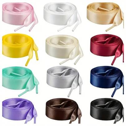 1 par/2 st 2 cm bredd 120 cm längd satinband, moderiktiga gör-det-själv-skosnören lämpliga för sneakers, stövlar och presentförpackningar, skoaccessoarer för kvinnor och män