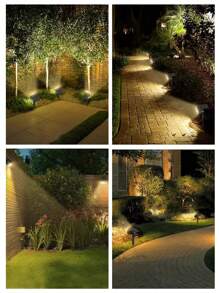 3pcs Solar Spotlight Multi-Functional Waterproof Decorative Lights With 7LED/2LED Automatic Switch, Suitable For Decorating Garden, Landscape, Rockery, Statue, Wall, Pathway