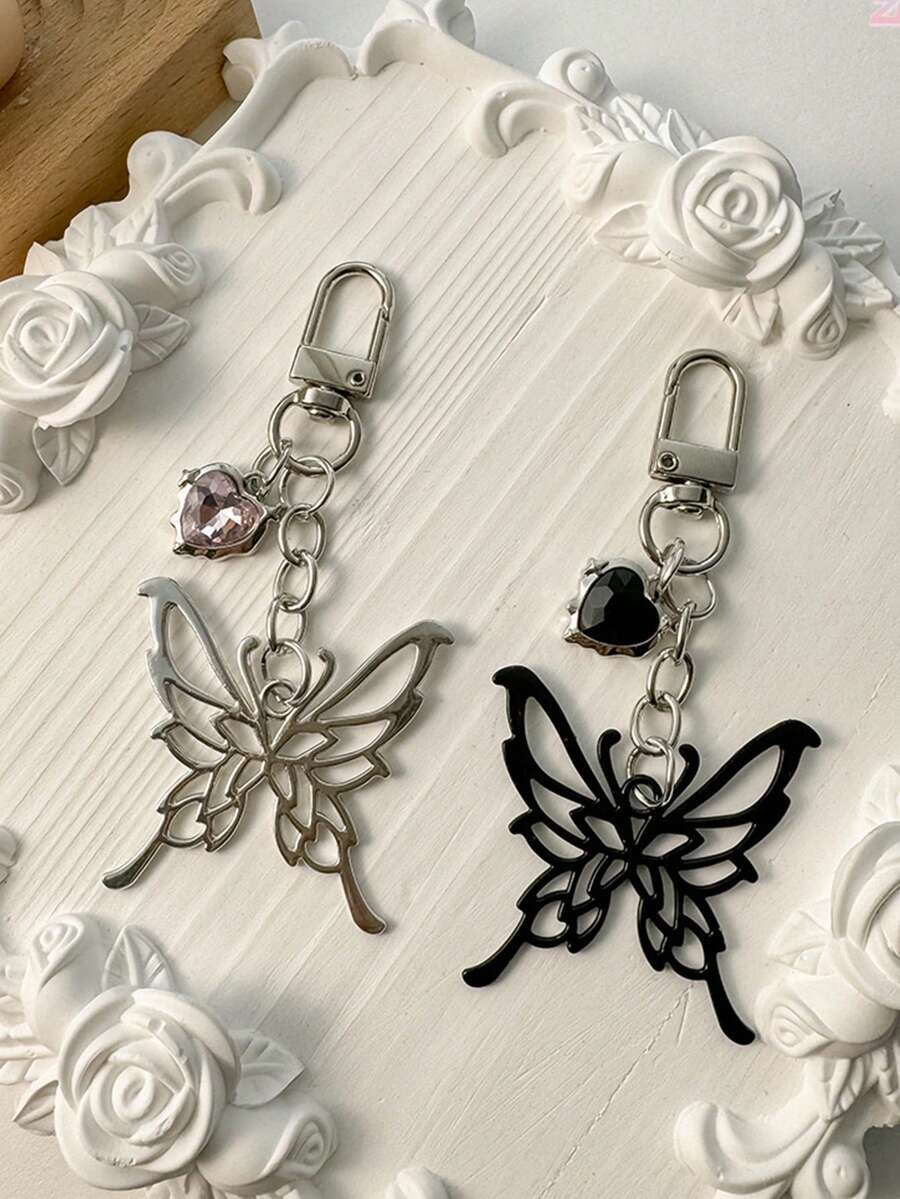 Butterfly Car Key Chain ID Card Holder Earphone Cover Luxury Handbag Charm Keyring Y2K Bows - Multicolor - View 1