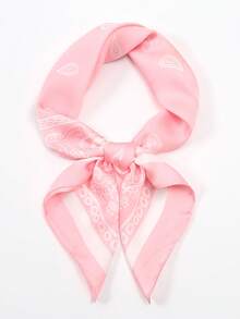 1 Khăn vuông in hoa đơn giản, Khăn bandana mùa xuân mới dành cho nữ, Đai lưng đa năng, Trang trí gói hàng, Băng đô, Khăn quàng cổ thời trang cho váy - Hồng - Xem 5