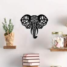 1pc Elegant Metal Elephant Wall Art – Minimalist Hollow Iron Design For Home, Office, Patio, Kitchen, Garden, Cafe & Bar – Removable & Reusable Decor – Perfect For Housewarming, Holidays, Birthdays & Animal Lovers
