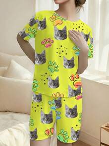 [DIY] Customizable Women's Pajama, Portrait Photo Customization, Gift, Novel, Big Head Shot, Funny Face Replacement, Lightweight Quick-Dry Silky Soft Fabric, Gift For Friends/Lovers - White - View 4