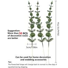 1/5/10/30/70PCS Artificial Plastic Plants Eucalyptus Leaves Birthday Party Decoration Wedding Flower Basket Bride Holding Flowers Home Decoration Dining Room Bedroom Windowsill Vase Decoration New Year Decoration Outdoor Garden Start Of School Season/Mother's Day Gifts
