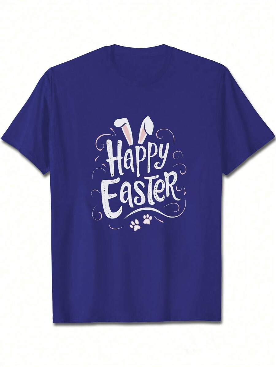 Bunny Happy Easter Illustration Pure Cotton Women's T-Shirt Comfort Fit