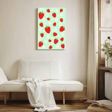 1pc Framed Canvas Poster Strawberry Wall Art Canvas Paintings Ideal Gift For Bedroom Living Room Corridor Wall Art Wall Decor Room Decoration Ready To Hang