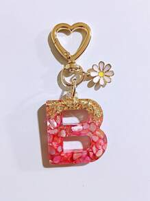 1pc Women's Beige Resin Letter Heart Shape Tassel Casual Cute Style Keychain, Creative Accessory Pendant Gift For Friends Car Accessories Bag Charm Backpack For School Goth Y2k