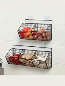 1 pieza Canasta de almacenamiento de pared para la cocina, estantería de alambre durable, organizador de pared para ahorrar espacio en la cocina, estantería colgante multifuncional, perfecto para el almacenamiento de espacios pequeños de especias, ajo, cebollas y verduras, adecuado para el almacenamiento pequeño de baño y cocina, accesorios de baño, opción perfecta para la organización del hogar