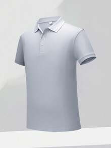 Men's Summer Short Sleeve Polo Shirt, Quick Dry Work Uniform - Light Grey - View 2