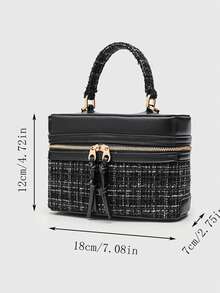 2025 New Hard Plastic Blue Shoulder Crossbody Satchel Handbag, Fashion Box Bag, Casual Cosmetic Pouch, Student Style - Black - View 4