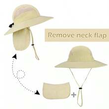 Tirrinia Wide Brim Sun Hat With Ponytail Hole For Women, UV Sun Protection  Cap With Neck Flap - 1 - View 3