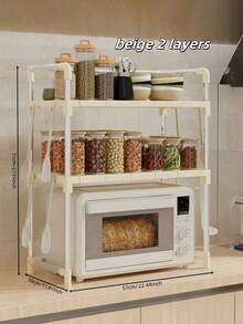 1pc Kitchen Storage Rack, Microwave Oven Overhead Shelf, Practical Home Storage Rack - Multicolor - View 4