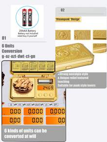 1个迷你电子秤，黄金秤，珠宝秤，粉末秤，咖啡秤，双用途金银喷枪，适用于日常测量贵金属、珠宝、小型首饰，不含电池 - 彩色 - 查看 8