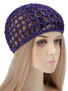 1/4 Pcs Handmade Crocheted Sleep Cap/Hat, Hair Net For Women, Suitable For Daily Washing Face, Makeup, Sleeping Hair Sleep Cap - Multicolor - View 16