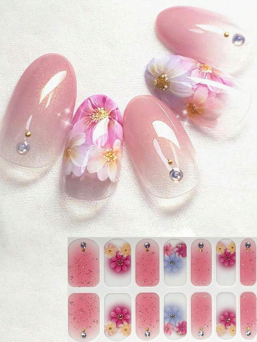 Hình dán móng tay hoa cúc 3D lãng mạn, hình hạnh nhân, trang trí móng tay hoa DIY, mùa xuân/hè. - Nhiều màu - Xem 1