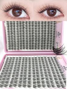 384pcs/Set Fine Lash Extension - DIY, Natural Cartoon Style, 10-12mm D Curl Short Individual Lashes, Suitable For Beginners, Reusable, Mixed Lengthslash Clusters,Eyelash Clusters,Individual Eyelashes,Lashes,Fake Lashes - 黑色 - 查看 1