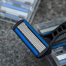 6 Layer Manual Razor Set - 6 Stainless Steel Blades, Replaceable Heads, Includes Handle And 6/12/24 Blades, Sharp & Smooth Shave