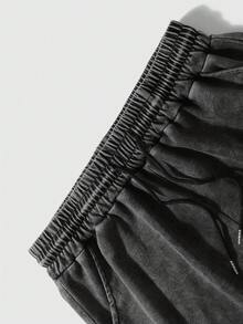 XFFF-纯棉 男士夏季休闲街头复古卡通男生嘻哈套装 圆领水洗做旧运动休闲T恤+短裤套装 嘻哈街头户外活动男套装