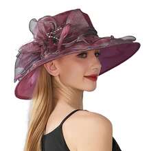 Kentucky 2025 Derby Hat For Women Ladies Organza Fascinator Easter Tea Party Bridal Church Sunday Sun Hat - Large Flower Organza - View 4