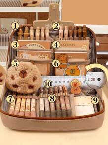 Conjunto de Presente Estojo de Caneta Capivara Extra Pesado!!, Caixa de Papelaria de Abertura Larga de Grande Capacidade, Estojo de Caneta de Uso Diário Estudantil, Grande Slam de Acessórios Fofos da Capivara, Conjunto de Papelaria de Volta às Aulas Tudo em Um Estojo de Lápis, Estojo de Caneta À prova d'água e Resistente à Sujeira, Conjunto de Presente de Papelaria para Alunos do Ensino Fundamental. Os Estojos de Caneta Podem Ser Decorados à Vontade., Volta às Aulas, Materiais Escolares, Estojo de Lápis, Mochila Escolar