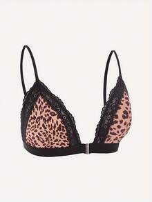 Women Leopard Print Front-Closure Comfortable Lingerie - Camel - View 8