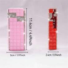 1 pezzo Custodia per sigarette con strass, capacità di 20 sigarette, apertura automatica, scatola sottile per sigarette lunghe, custodia per sigarette con decorazioni in strass creativa per donne, accessori per fumatori, accessori per fumatori femminili, porta sigarette, custodia portasigarette