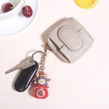 时尚PU纽扣开口多功能迷你女士零钱包便携女士钱包迷你钱包钱包零钱包 - 米色 - 查看 4