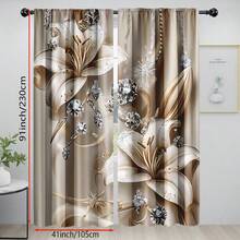 Set Of 2 Stylish Flower Curtains With Floral Patterns, Pocket Rod Window Drapes, Ideal For Bedroom And Living Room, Home And Room Decor (Rod Not Included),2D Printing,Transparent Decorative Curtains - Multicolor - View 9