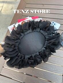 女士优雅大容量黑色花卉褶皱缎面手拿包，适合派对 - 时尚雪纺花瓣手提包，配有链条肩带，可容纳 ProMax 尺寸手机及必备物品，完美适用于新娘、婚礼、约会、舞会、伴娘、毕业派对、春季活动、鸡尾酒会和特殊场合（图案随机） - 黑色 - 查看 8