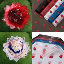 20 Stücke/Packung wasserfestes matter Blumen Geschenkpapier, Erdbeerkante, matter Papier für Blumensträuße