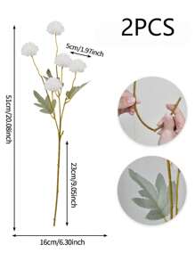 17.72Inch Artificial Chrysanthemum Branch Green Plant Long Stem Spring Wedding Bridal DIY Bouquet Flower Arrangement Living Room Kitchen Vase Home Decoration 1PC/2PCS/4PCS/6PCS