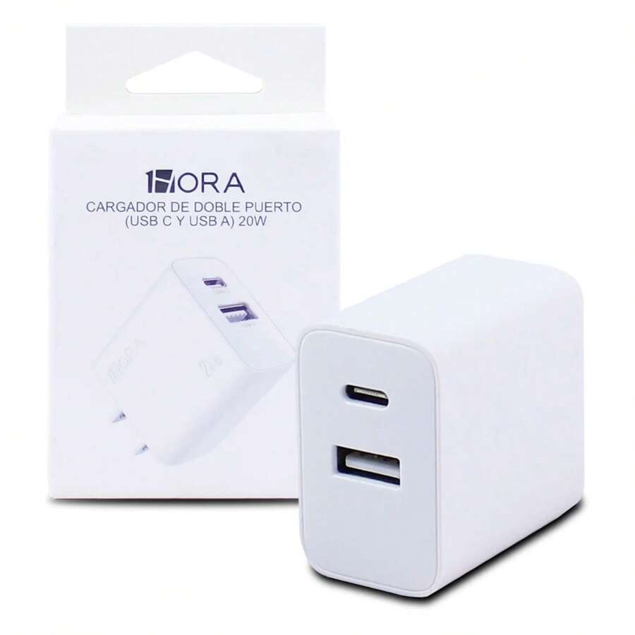 20w 2-In-1 Fast Charger Dual Output USB-C & USB Port 1 Hour - Clear - View 1