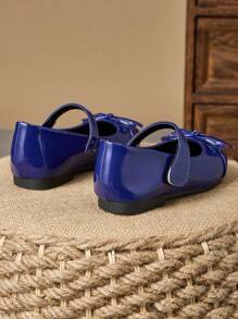 1 paio di scarpe da principessa per ragazze, punta tonda, fiocco scozzese, in morbida pelle, per la scuola e performance, scarpe da ballo alla moda e carine