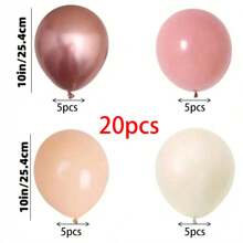 20pcs/40pcs Rose Gold & White Balloon Set, 10-Inch Metallic Pink & Ivory Latex Balloons Suitable For Brides, Christenings, Bohemian Birthdays, Wedding Anniversaries, Indoor & Outdoor Decor