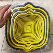 Large Capacity Household Plastic Draining Basket Set - Multicolor - View 5