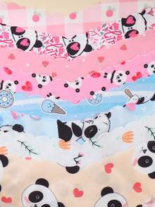 8pcs Women Seamless Panda Print Triangle Panties, Comfortable Fabric, Sexy Ruffle Trim Seamless Underwear - Multicolor - View 5