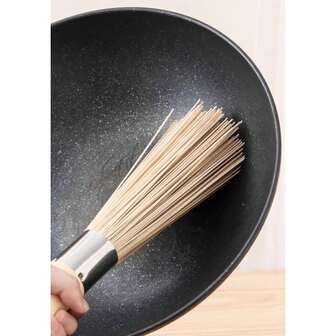 Cepillo de bambú para wok, cepillo de bambú para platos, cepillo de limpieza para wok, batidor de limpieza de ollas, herramientas de lavado de cocina con mango largo para sartén, parrilla y utensilios del hogar...