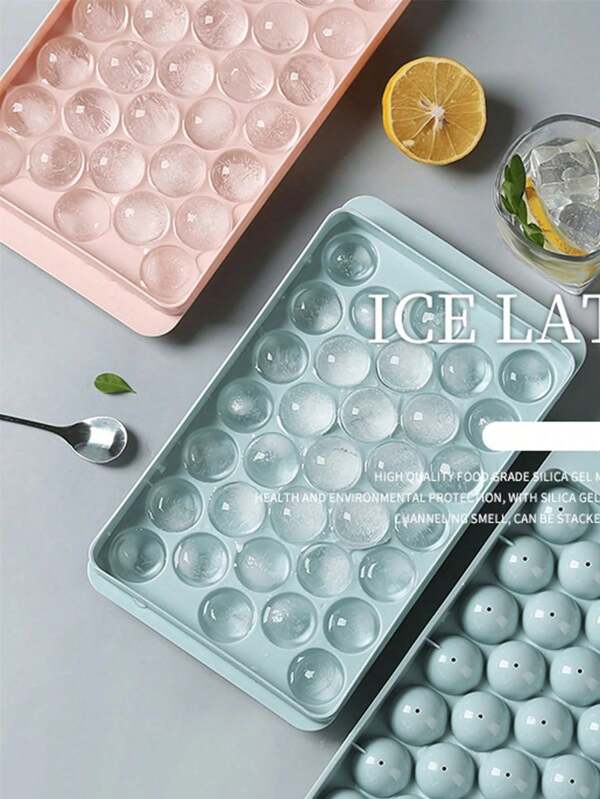 1 pièce Moule à glaçons bleu de 33 grilles avec couvercle, bac à glaçons pour réfrigérateur pour faire des sphères de glaçage pour boissons cocktails