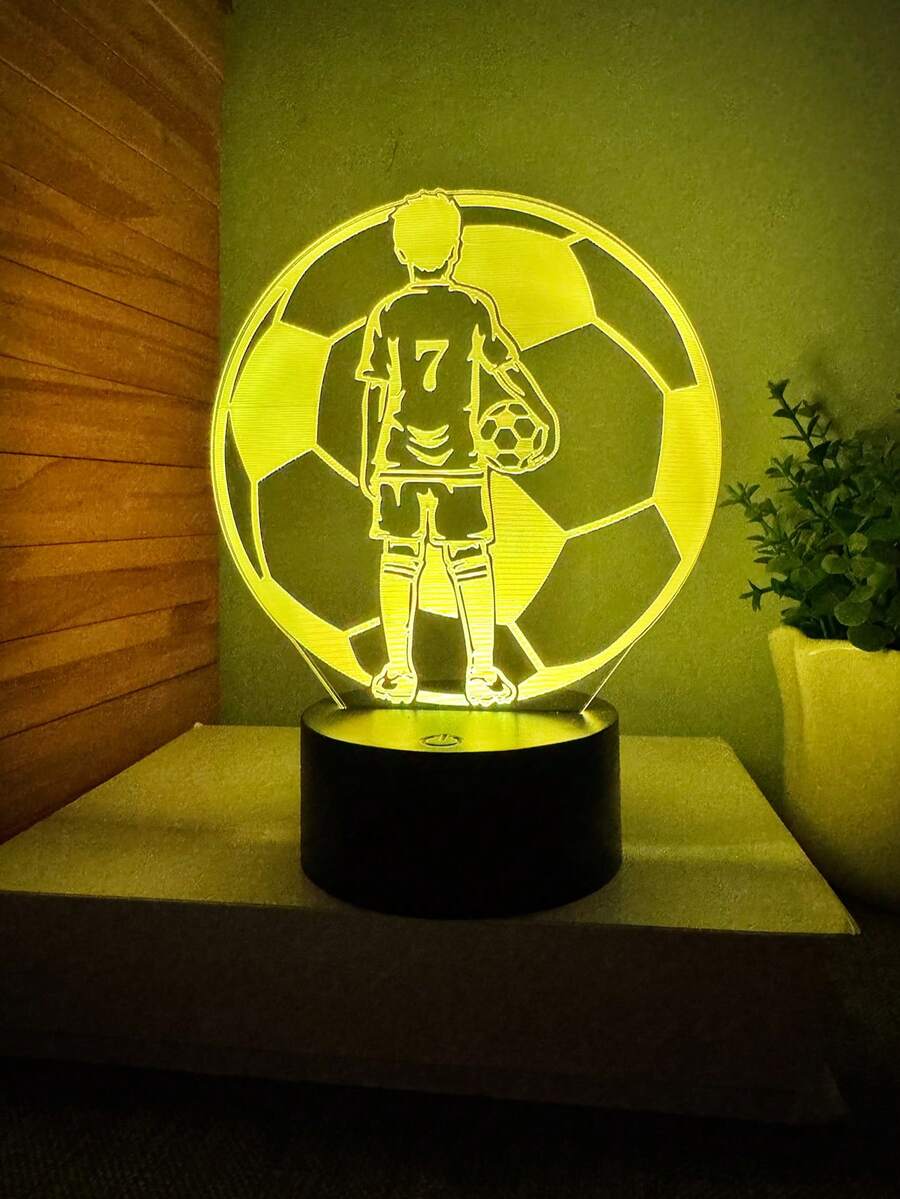 1pc 3D Football Night Light, Creative Football Element Design With Touch Control 7-Color Changing, Decorate Room Ambience, Ideal Gift For Football Fans - Multicolor - View 1