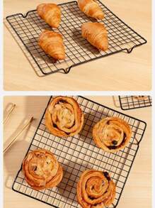 2pcs/1pc Baking Cake Cooling Rack For Restaurant Bread Cooling Rack Black Non-Stick Home Drying Net For Baking Kitchen Gadgets Kitchen Accessories