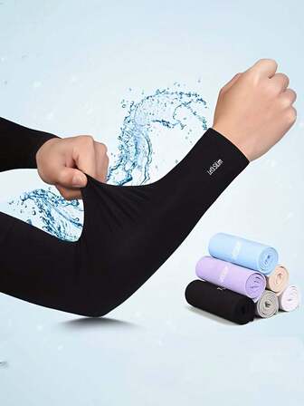 享受凉爽，护肤防晒，夏季必备冰袖，男女夏季扶手，夏季冰丝防晒袖套，手套，户外冰袖，防紫外线薄款设计，高尔夫、骑行、跑步和驾驶时防紫外线 - 全天保持凉爽和保护