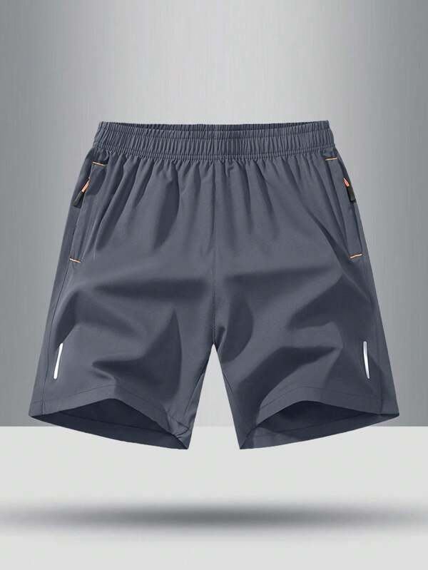 Boys' & Teens' Breathable Loose Solid Color Elastic Waist Shorts, Sports Wear