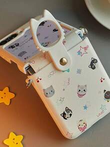 1 件折叠保护性折叠手机壳/可爱猫咪挂绳手机壳，兼容 ZFLIP6 ZFLIP5 ZFLIP4 Z FLIP3