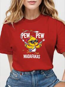 Birdie Pew Pew Madafakas Pure Cotton Women's T-Shirt Comfort Fit
