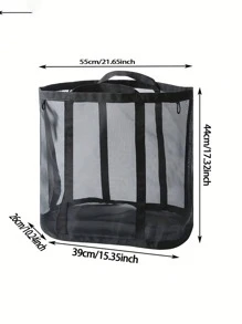 2pcs/1pc Casual Style Nylon Mesh Laundry Basket With Handle, Retractable Shape, Foldable And Wall-Mounted, Suitable For Various Room Types, Unlined - Dirty Clothes Storage Organizer