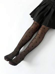1 pezzo Leggings aderenti a colore unico per ragazze/bambini/neonati con motivo a cuore e rete, adatto per abbigliamento casual, balletto, scuola, primavera/estate