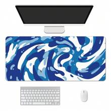 Blue Fluid Pattern Gaming Mouse Pad Extra Large Computer Keyboard Mouse Mat Desk Pad Soft Smooth Surface And Anti-Slip Rubber Base Soft Cloth XXL MousePad