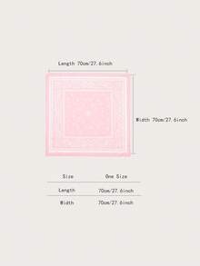 1 Khăn vuông in hoa đơn giản, Khăn bandana mùa xuân mới dành cho nữ, Đai lưng đa năng, Trang trí gói hàng, Băng đô, Khăn quàng cổ thời trang cho váy - Hồng - Xem 2