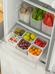 4 件/套透明冰箱储物箱，配有易握手柄，节省空间的厨房整理，用于冰箱门和柜台的现代食品分类盒，平面和波浪条纹随机发货。 - 彩色 - 查看 5